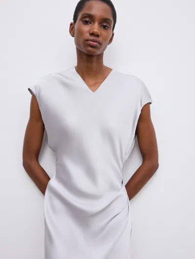 House Of Dagmar Draped Fluid V-neck Dress In White