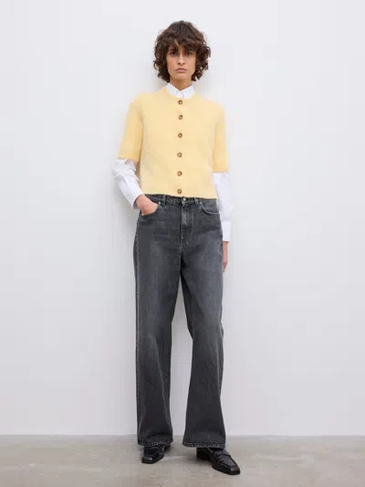 House Of Dagmar Brushed Cardigan Top In Yellow