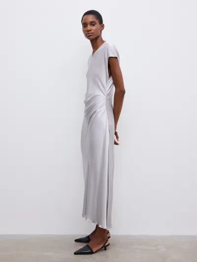 House Of Dagmar Draped Fluid V-neck Dress In White