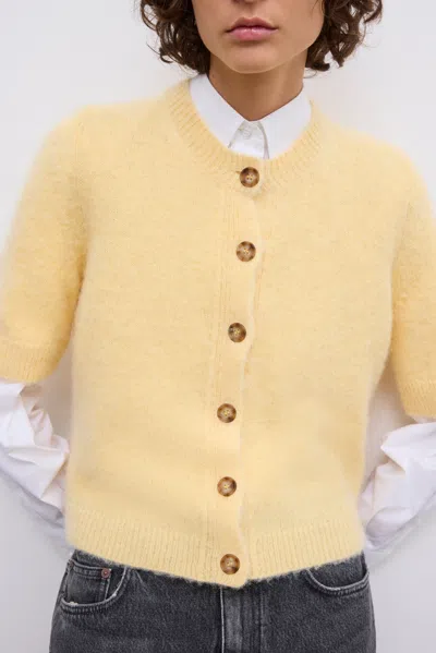 House Of Dagmar Brushed Cardigan Top In Yellow