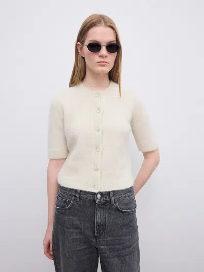 House Of Dagmar Brushed Cardigan Top In White