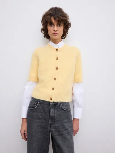 House Of Dagmar Brushed Cardigan Top In Yellow