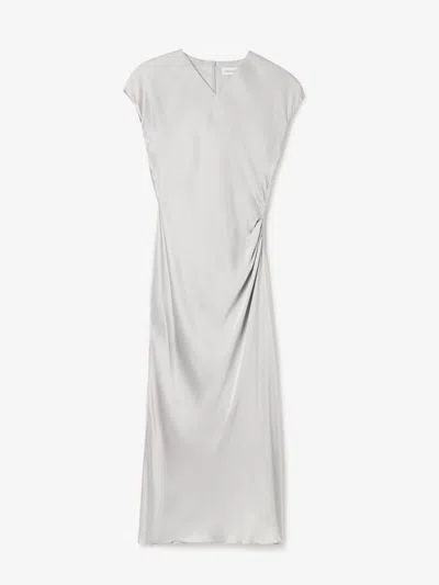 House Of Dagmar Draped Fluid V-neck Dress In White
