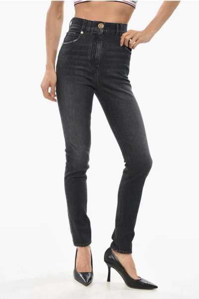 Balmain High-waisted Skinny Fit Jeans 12cm In Black