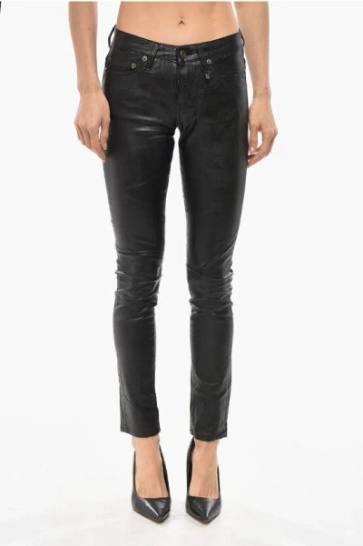 Saint Laurent Faux Leather 5 Pockets Pants In Black
