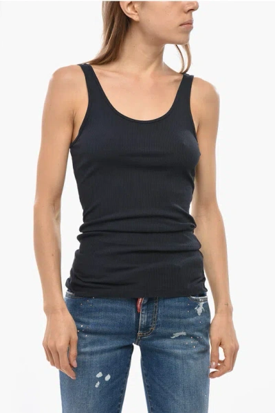 James Perse Standard Cotton Blend Ribbed Tank Top In Black