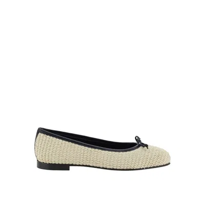 Manolo Blahnik Raffia Veralli Ballet Flats With Cuir Sole In Neutral