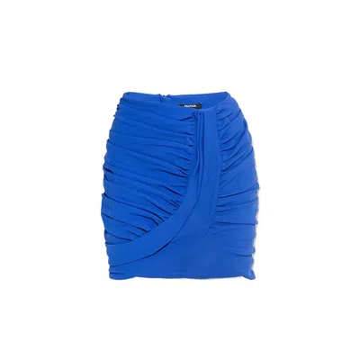 Balmain Mini Draped Skirt In Blue