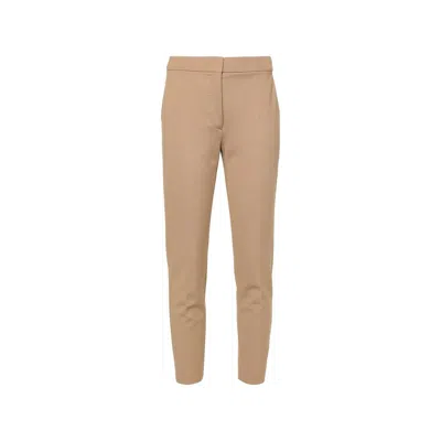Max Mara Brown Elastane Pants In Nude