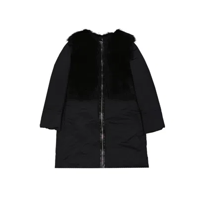 Add Ped Down Coat With Raccoon Fur Detail In Black