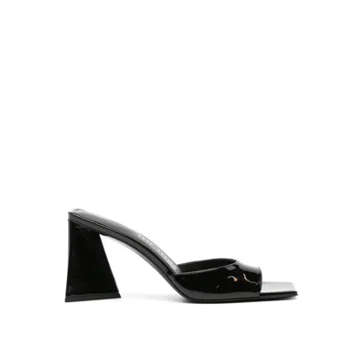 Attico Black Calfskin Platform Sandals In Black