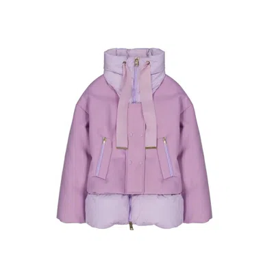 Herno Multicolor Polyamide Full-length Jacket In Pink