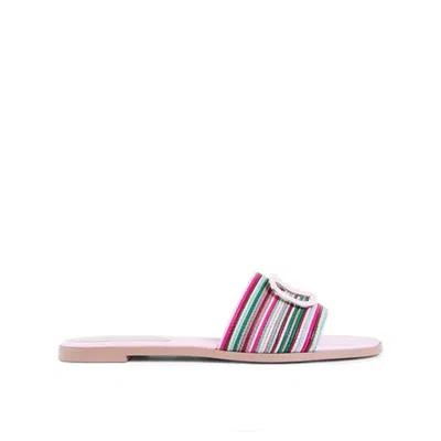 Valentino Garavani Multicolor Leather Slides In Pink