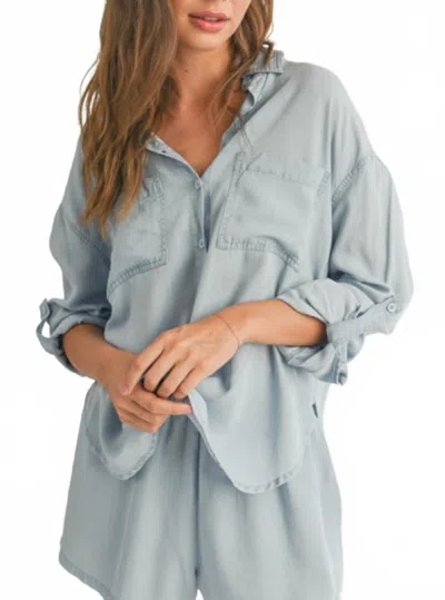 Veda Josephine Button Down Blouse In Light Blue In Blue