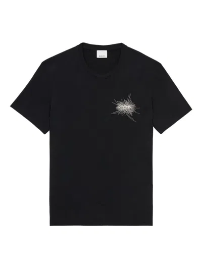 Isabel Marant Black Crewneck Embroidered T-shirt In Black