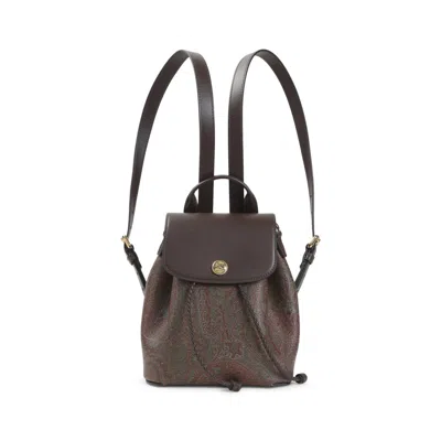 Etro Brown Essential Small Backpack In Multi