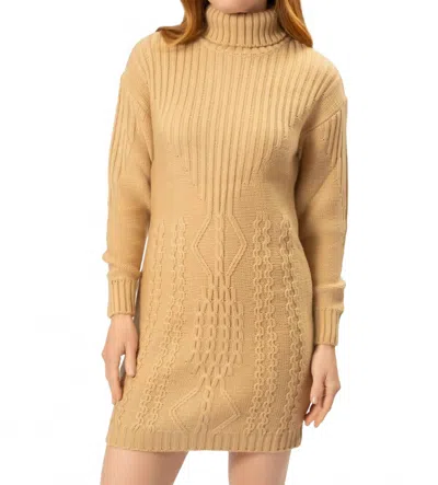 Area Stars Turtleneck Sweater Dress In Tan In Brown