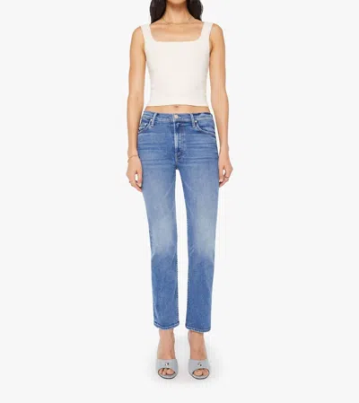 Mother Mid Rise Rider Hover Jeans In Swing And A Miss In Blue