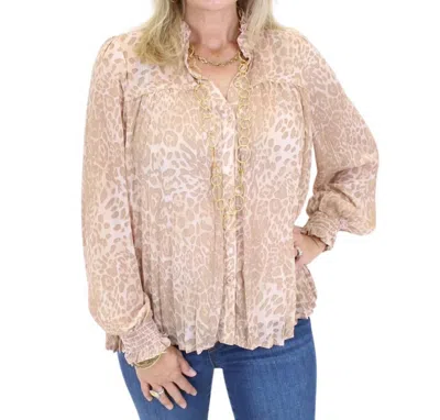 Fate By Lfd Leopard Chiffon Shimmer Blouse In Blush In Neutral