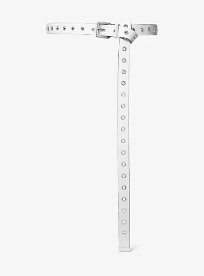 Michael Kors Grommeted Leather Belt In Silver