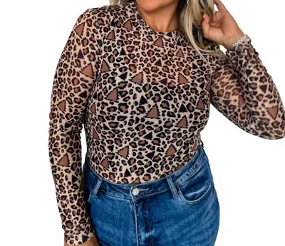 Blakely Leopard Christmas Tree Mesh Top In Multi In Animal Print