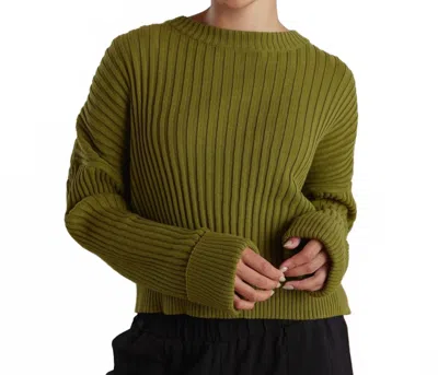 Known Supply Dolman Sleeve Ribbed Sweater In Olive Green In Green