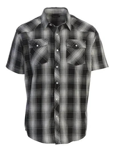 Gioberti Men's Plaid Western Shirt In 978 - Black/white/gray In Multi