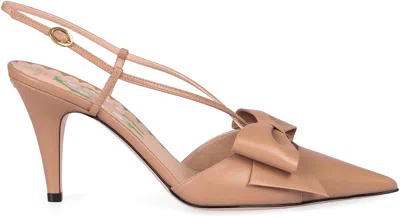 Valentino Bowow 85 Leather Slingback Pump In Nude