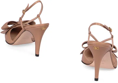 Valentino Bowow 85 Leather Slingback Pump In Nude