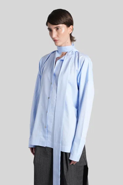 The Latest Cecilia Shirt In Cyan Cotton In Blue