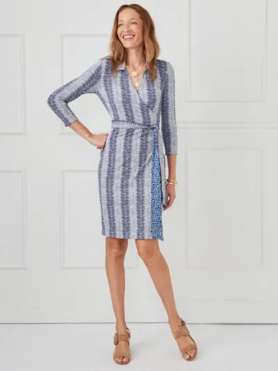 J.mclaughlin Women's Rumi Reversible Dress In Wild Fern Petit Leopard Off White/dark Blue In Blue