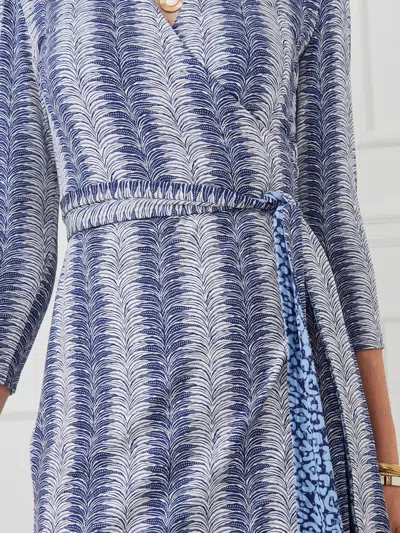 J.mclaughlin Women's Rumi Reversible Dress In Wild Fern Petit Leopard Off White/dark Blue In Blue