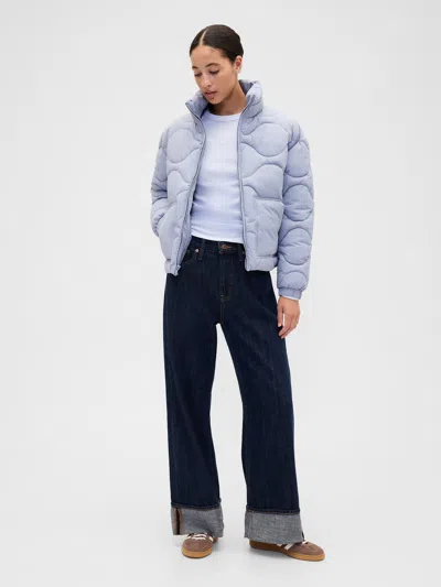 Gap Factory Relaxed Quilted Nylon Jacket In Blue
