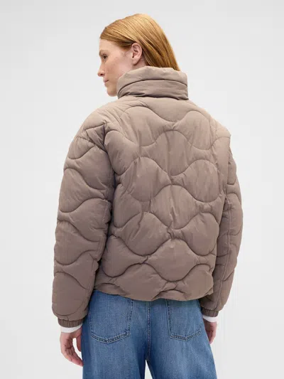 Gap Factory Relaxed Quilted Nylon Jacket In Brown