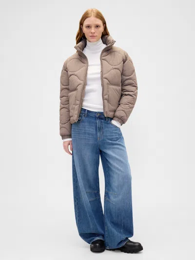 Gap Factory Relaxed Quilted Nylon Jacket In Brown