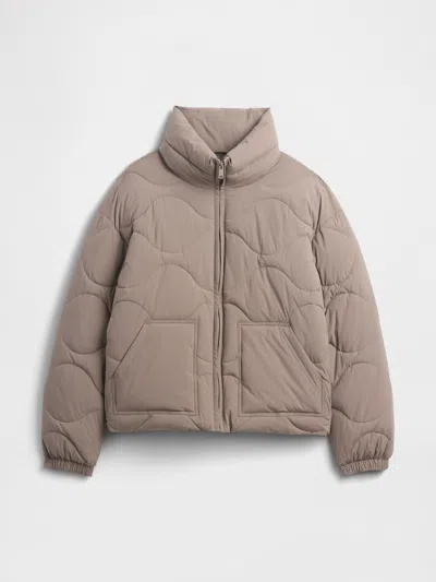 Gap Factory Relaxed Quilted Nylon Jacket In Brown