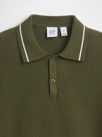 Gap Factory Kids Relaxed Sweater Polo Shirt Shirt In Green