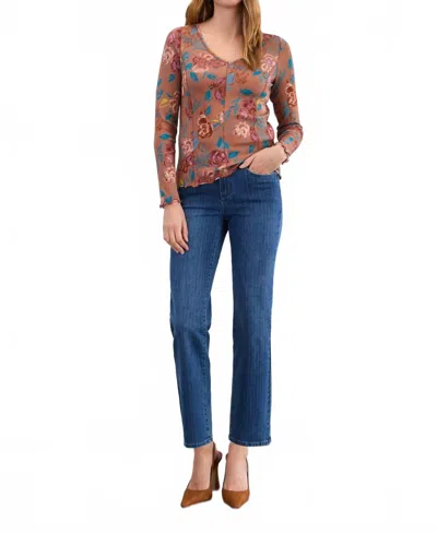 Fdj Olivia Pinstripe Straight Ankle Denim Jeans In Dark Wash In Blue