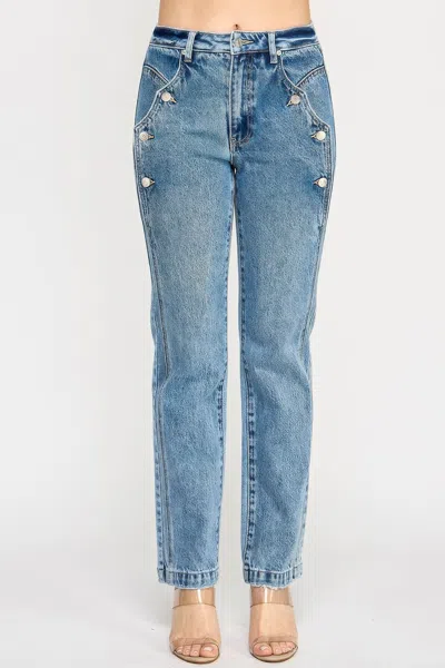 Truedames High Rise Dad Jean With Scallop Pocket In Blue