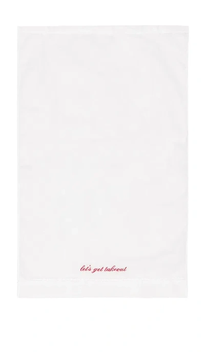 Abbode Let's Get Takeout Tea Towel In White