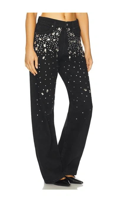 Joe's Jeans The Harlowe Stone Embellished Wide Leg Jeans In Black