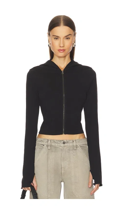Grlfrnd Shrunken Zip Hoodie In Black