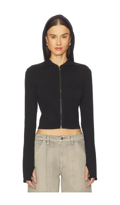 Grlfrnd Shrunken Zip Hoodie In Black
