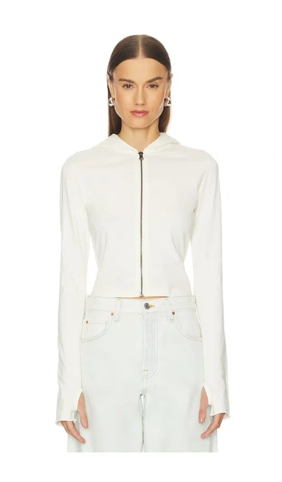 Grlfrnd Shrunken Zip Hoodie In White