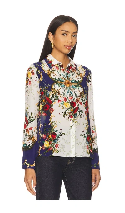 Alice And Olivia Gilded Rose Willa Placket Top In Gold
