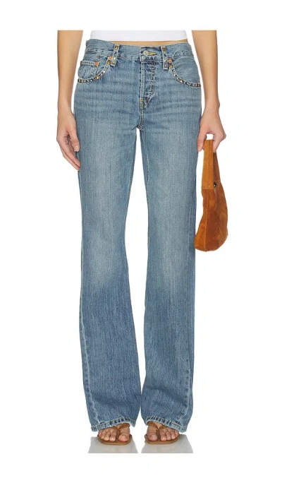 Re/done Twisted Mid Rise Bootcut Jeans In Blue