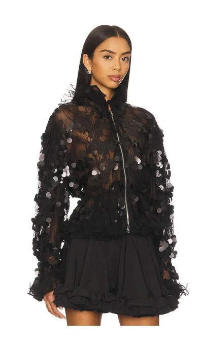Aknvas Sofie Sequin Lace Jacket In Black