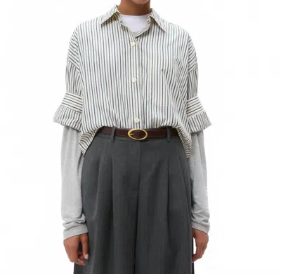 Twp Next Ex Stripe Crop Cotton Button-up Shirt In Multi