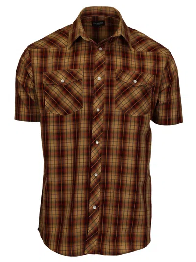 Gioberti Men's Plaid Western Shirt In 280w Khaki Burgundy In Brown
