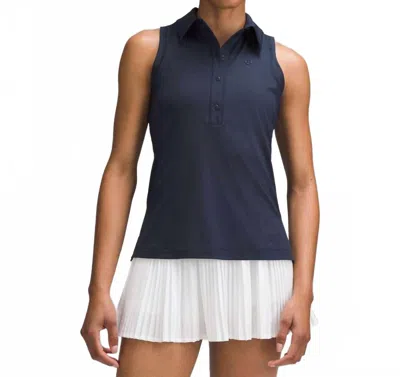 Lululemon Quick-dry Sleeveless Straight Hem Polo In True Navy In Blue